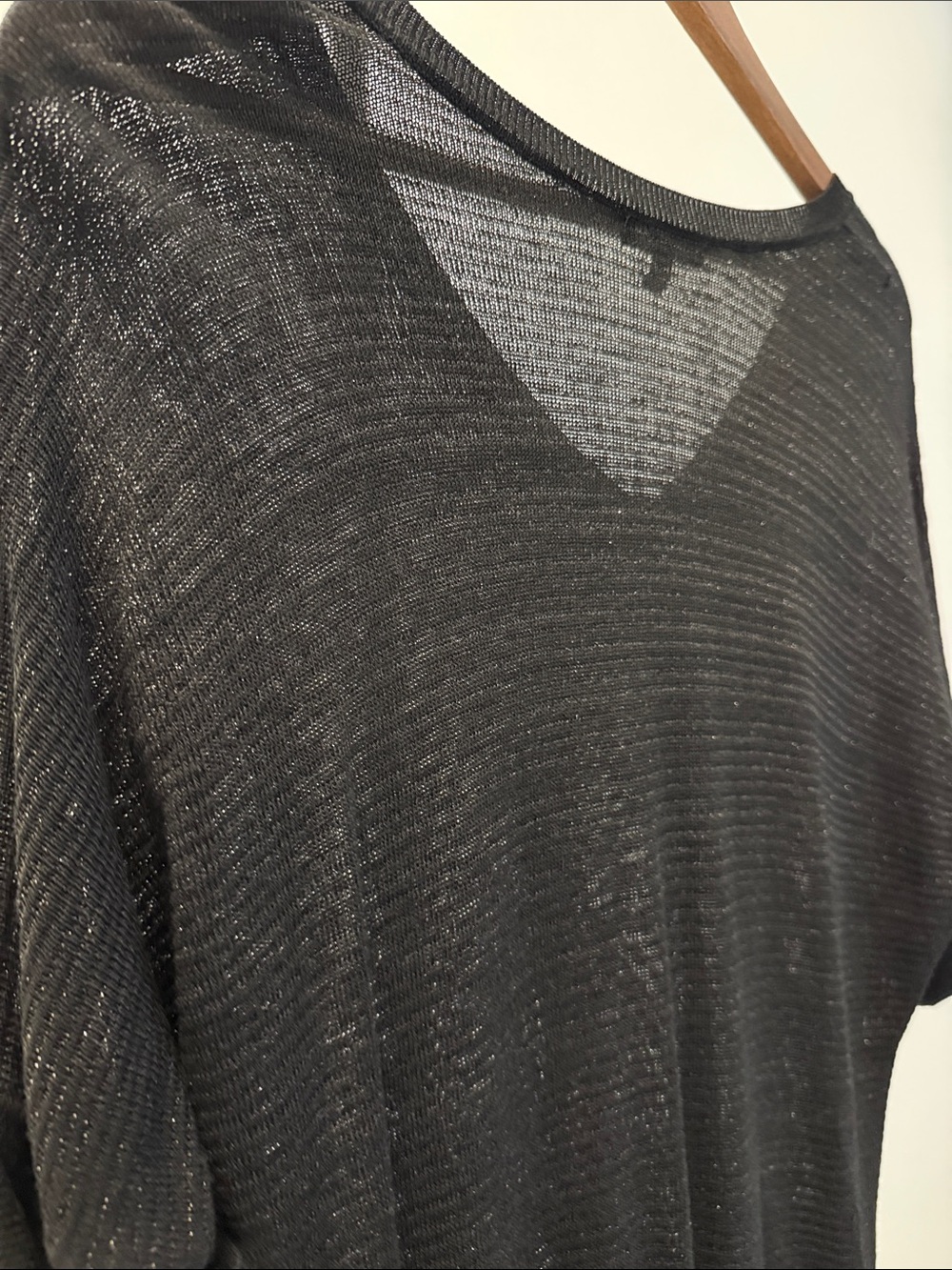 GAP Black Semi-Sheer Fine Knit Short Sleeve Dolman Top | Size S